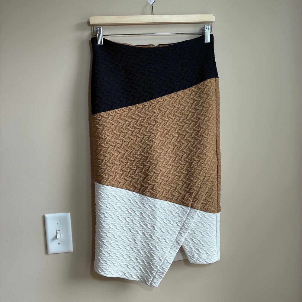 Anthropologie HD in Paris herringbone colorblock pencil skirt women's 6 - Picture 2 of 7